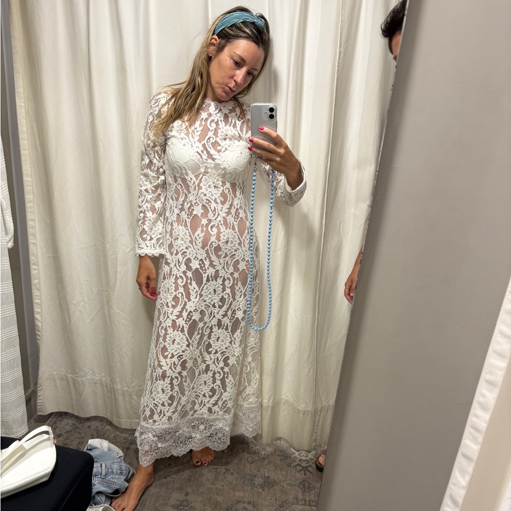 Elegant Lace Maxi Dress in Cream